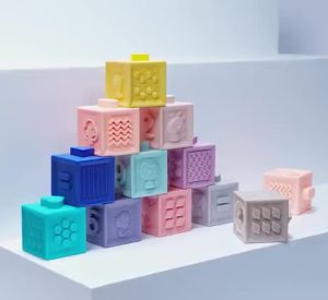 Soft Building Blocks Baby Toddler Sensory Teether Toy Stacking Montessori Toys