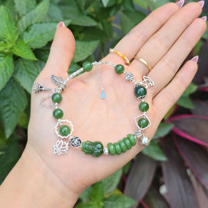 Q227 Lắc bạc Ngọc Bích mix ngũ điếu tỳ hưu Ngọc Bích ko kén mệnh - Phong Thuỷ TUDO