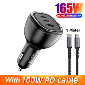 URVNS 165W USB C Car Charger Adapter Super Fast Charging PD3.1 140W/PD3.0 100W PPS45W QC5+PD35W for iPhone 14 13 Pro Max Plus Samsung Galaxy S23/22/21 iPad MacBook Type-C Laptop Pixel
