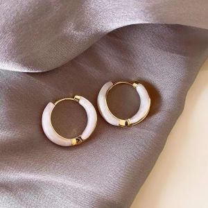 French Elegant Drip Glaze Hoop Earrings Light Luxury High-End Design Plain Multicolor Earrings