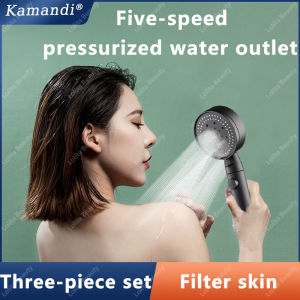 【Black five-speed supercharged shower three-piece set】shower for bathroom set KMD can be used even with low water pressure at home shower head shower set shower head rainfall set shower head high pressure shower set bathroom shower head set