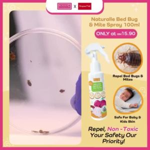 Sent on the same dayBerryC Naturalle Bed Bug & Mite Spray (100ml) NATURAL Baby Bed Bug Mites Spray Fungal spray agent Pepijat Killer