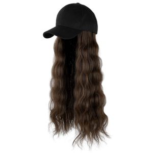 BAIXL Daily High quality Purple Women Hair Accessories Brown Outdoor Natural Water Wave Baseball Cap Curly Hair Wig Long Wavy Synthetic Wig Black White Baseball Cap Hair Heat Resistant Fiber