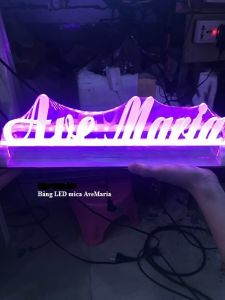 Bảng chữ mica đèn LED full màu kt ngang 40cm "Thiên Chúa là tình yêu"  "Ave Maria"quà tặng công giáo