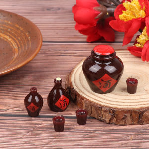 QUANSEN 4Pcs/Set DollsHouse Miniature Simulation Wine Glass Bottle Model DIY Accessories