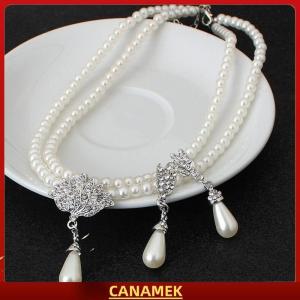 Miễn phí vận chuyển✨ Elegant Simulated-pearl Bridal Jewelry Sets Rhinestone Pearl Drop Necklace+Earrings Wedding Jewelry Gift