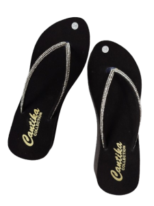 Sandal Wedges Wanita Kekinian Jepit Blink Kristal 5 cm