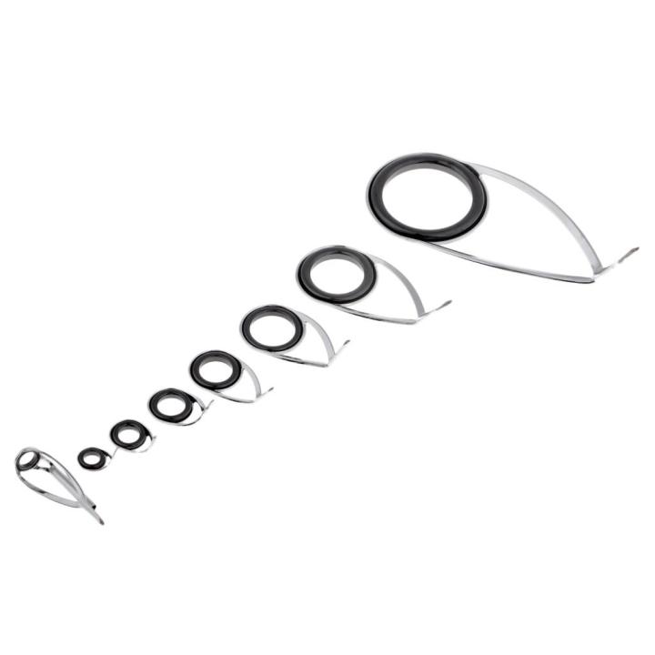 MagiDeal 8 Pcs 7 Sizes Fishing Rod Guide Tip Top Ring Pole Fishing Rod  Repair Kit Set
