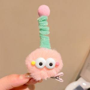 1 Pcs Sweet Girls Funny Big-Eyes Hair Clip Cute Plush Bangs Duckbill Hairpin Funny Hair Accessories (Blue/Yellow/Pink/Purple)