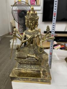 Tượng phật tứ diện Thái bằng đồng 2 cỡ: Cao 33cm (ngang 19cm) và 50cm (ngang 25cm)