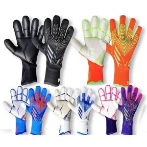DOWNA 1Pair Thickened Latex Goalkeeper Gloves Anti-slip Finger Protection Football Soccer Gloves Durable Wear-resistant Goalie Gloves for Adults Kids