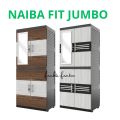 LEMARI PAKAIAN PLASTIK NAIBA FIT JUMBO KACA KUNCI SUSUN 4 [NABFIT]. 