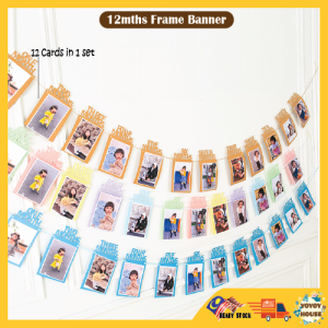 YOYOY Photo Frame Banner Hanging Flag Baby Monthly Milestone Card Party Decoration Birthday Anniversary yoyoy house