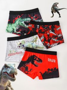 4-Piece Set of Knitted Animal Print Boys Boxer Shorts Soft and Comfortable Fabric That Is Skin-Friendly Suitable for All Seasons Can Be Worn Outside in Summer Can Be Used as Swim Trunks Sleep Pants and Are Comfortable for Movement Without Getting i