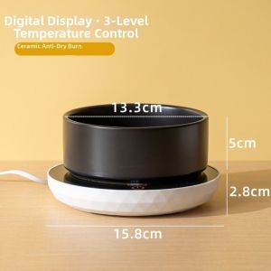 PERNEAKY Cartoon Pet Heated Water Bowl Intelligent Temperature Adjustable Ceramic Self-Heating Water Bowl Convenient Stable Cat Insulated Water Bowl Home