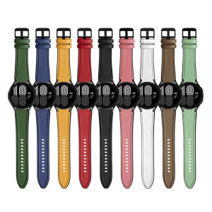 20mm Leather Silicone Watch Band for Samsung Galaxy Watch 4/5 40mm 44mm Sport Strap for Galaxy Watch 4 Classic 42mm 46mm Band  for Galaxy Watch 5/5 pro 45mm