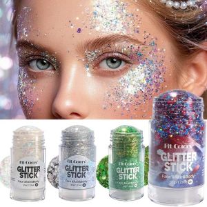 DOWNA Waterproof Glitter Stick Red White Blue Rotating Body Glitter Stick Glitter Makeup 8 Colors Sequins Glitter Gel Stick 4th of July