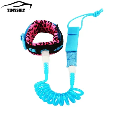 360 Degrees Rotation Elastic Coiled Surfing Ankle Rope Hook Loop Fasteners Leopard Print Surfboard Ankle Leash Sports Goods Convenient Bodyboarding Leash