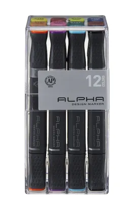 ALPHA COLOR DESIGN MARKER SET DUAL-TIP (36-COLORS 12-COLORS) KOREA