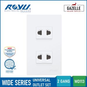 Royu Wide Series Universal Outlet 1 2 3 Gang Duplex Universal Outlet with Ground USB Wall Switch 1 Way 3 Way WD111 WD113 WD115 WD913 WD311 WD901 WD511 WD513 WD515 WD701 WD902