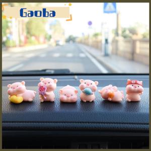 gaoba 6Pcs Set Cute Pig Car Interior Decoration Funny Auto Center Console Rearview Mirror Ornaments For Car Accessories