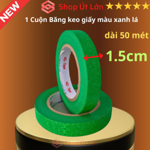1 Cuộn băng keo giấy màu xanh lá rộng 1.5cm dài 50 mét lõi giấy 3mm giá tại xưởng