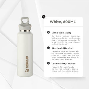 Frost Vial 600ml Thermal Flask Insulated Stainless Steel Water Bottle Double Layer Threadless Lid - Ultimate Sup