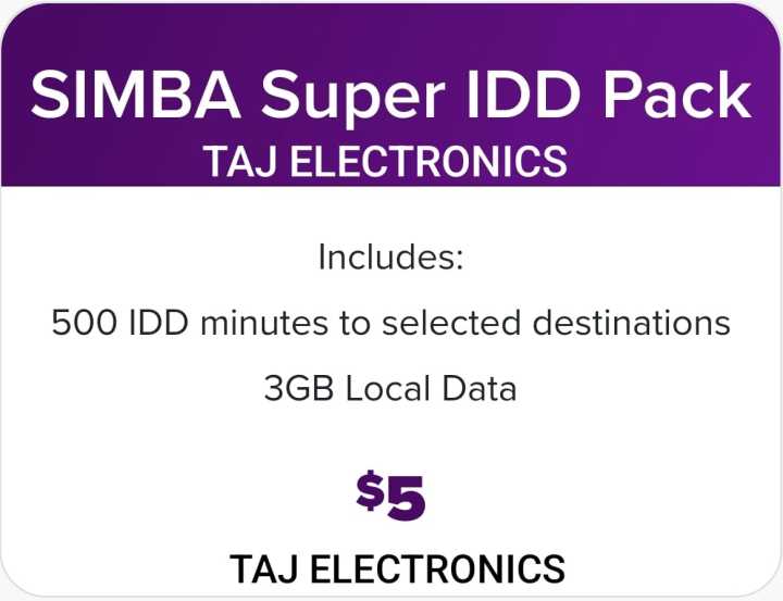 TPG / Simba Prepaid $5 Super IDD Pack – 500 Mins International Calls ...