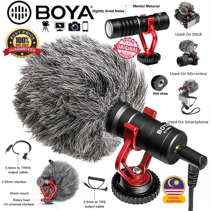BOYA MM1 Pro Doppelkapsel Mikrofon – Für Kamera, Smartphone, PC, Mit Windschutz, Ideal Für 2 Personen Aufnahmen