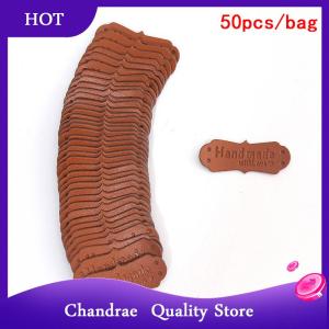 [Chandrae] 50Pcs PU Leather Tags Handmade With Love Labels Sewing Craft DIY Knittin Tags