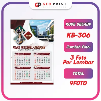 Cetak Kalender Dinding 3 Halaman Custom Foto Sendiri Tahun 2026 Ukuran A3 / Kalender Tahun Baru 2026