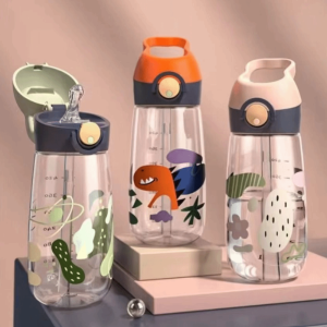 SHEBE668 Có ống hút Chai nước 500ML Chống rò rỉ Công suất cao Cốc uống nước Dễ thương Trong suốt Cốc có ống hút an toàn Nước ép trái cây
