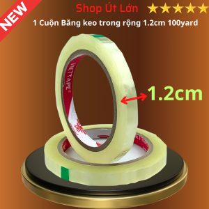 1 Cuộn Băng keo trong rộng 1.2cm 100yard nặng 40gram lõi giấy 3mm