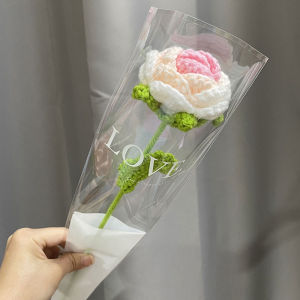 Handmade Crochet Flower Bouquet Simulation Sunflower Rose for Valentine Birthday Graduation