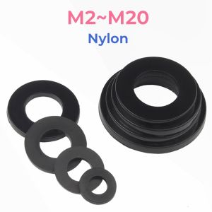 Black PP PE Plastic Nylon Flat Washer Plane Spacer M2 M2.5 M3 M4 M5 M6 M8 M10 M12~M20 Insulation Gasket Ring For Screw Bolts