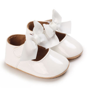Princess shoes for baby girls Big Bow white Baptism shoes Toddler Baby Girl Soft rubber soled Shoes