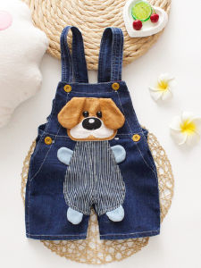 DIIMUU เสื้อผ้าเด็กฤดูร้อนกางเกงแฟชั่นกางเกงยีนส์สำหรับเด็ก Jumpsuits เสื้อผ้าเด็กวัยหัดเดินการ์ตูนสุนัขกางเกงยีนส์ลำลอง Playsuits