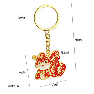 Guochao style New Year spirit snake keychain Pendant car luck Chinese zodiac keychain buckle