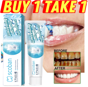 Scoban Whitening Baking Soda Toothpaste bacterial at anti-cavity nursing teeth and oral care Freshens Breath Reduces Plaque Fights Bad Breath Probiotic Freshen Breath Cares for Gums Prevent Cavities Whiten Teeth for Orthodontic Alcohol Free 200g