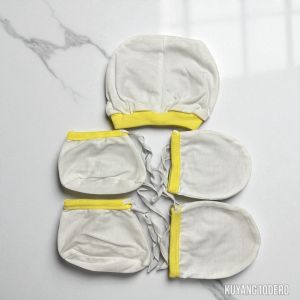 3in1 Newborn bonnet mittens and booties with tie string (cotton fabric)