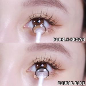 lens cận 0.0 - 6.00 Độ Kính Áp Tròng lens nâu Bubble brown độ giãn145mm 6 tháng lens eyeshare