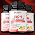 Zat Besi dengan Vitamin C - 65 mg per sajian - Untuk Kekurangan Zat Besi & Anemia, Meningkatkan Produksi Sel Darah Merah - 30/60/120 Kapsul. 
