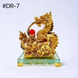 2024 Dragon Glass Stand Statue Lucky Charms Decor Figurines Sculpture Collectibles Wealth & Success