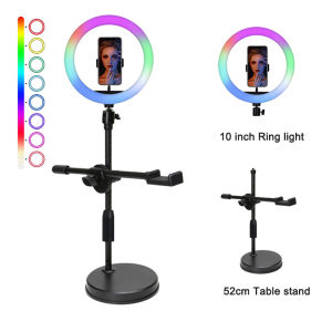 RGB Photography Lamp Desktop Photo Filter Light Fill Light Dual Camera Stand Tripod For Photography/Video Recording/Live Broadcast