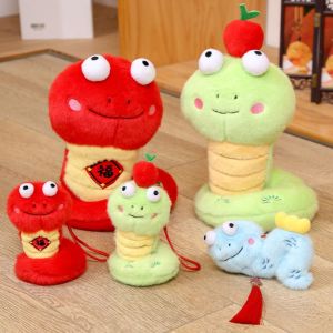OKDEALS01 Big Eyes Snake Year Plush Toy PP Cotton Chinese Style Lucky Snake Doll Plushies Bag Keychain Blessing Snake Year Mascot Plush Doll New Year Gifts