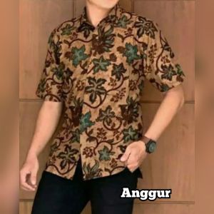 hem batik lawasan coklat kemeja batik lengan pendek batik pria lengan pendek