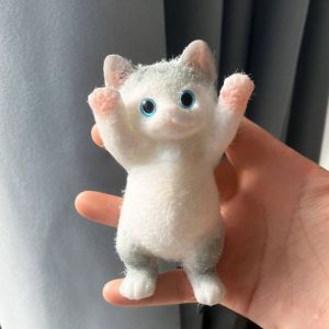 RGFV Slow Rebound Cat Doll Squeeze Toy Animal Cartoon Simulation Cat Squeeze Toys Pretend Play Mini Cat Fidget Toy Sensory Toys