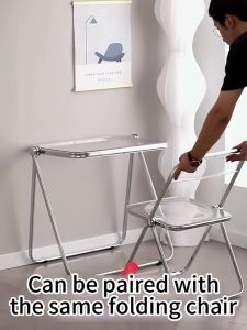 BAIERDI Simple Acrylic Table Portable Folding Work Desk Dormitory Computer Study Desk Space Saving For Student Home Use