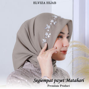 Elviza - Segiempat Payet Motif Matahari/Hijab Kondangan Mewah/Hijab Payet Terbaru Kondangan