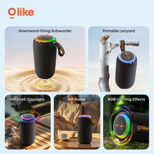 OLike Speaker Bluetooth SF11 Bass Speker Gunung RGB Portable Lanyard with Radio FM